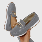Women's Casual Buckle Detail Work Flat Loafers | Slip On