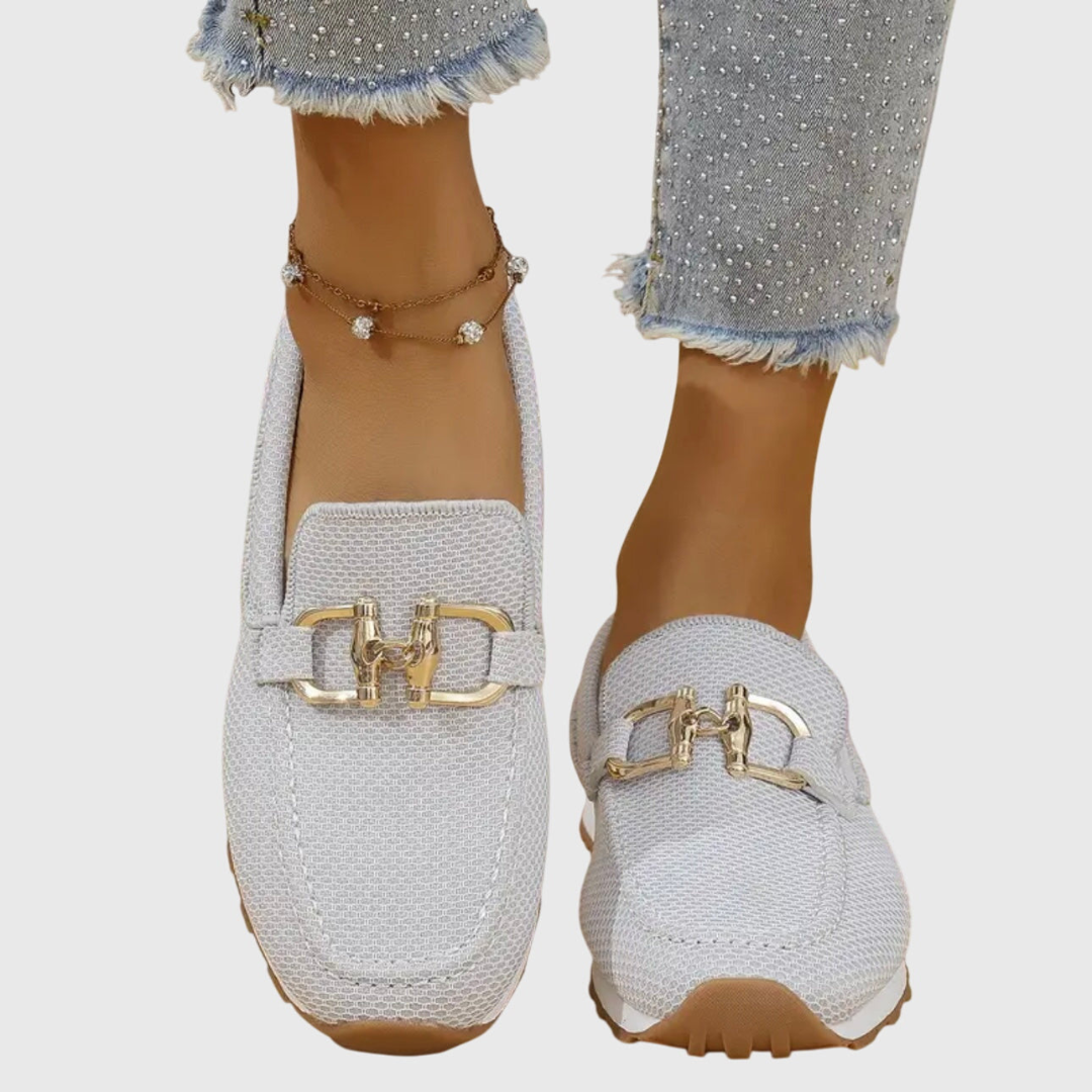 Women's Casual Buckle Detail Work Flat Loafers | Slip On