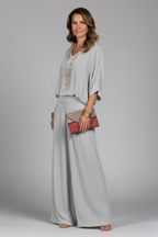 Women’s Elegant Loose Blouse and Wide-Leg Pants Set | Two-Piece