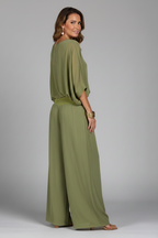 Women’s Elegant Loose Blouse and Wide-Leg Pants Set | Two-Piece