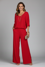 Women’s Elegant Relaxed Fit Wide-Leg Set | Two-Piece
