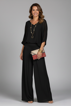 Women’s Elegant Relaxed Fit Wide-Leg Set | Two-Piece