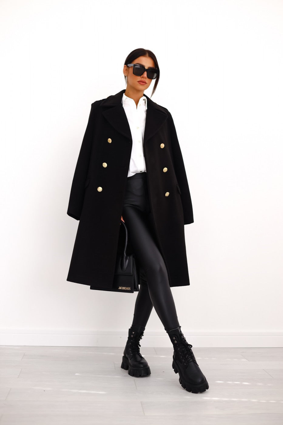 Women's Long Winter Button Trench Coat | Double Breasted