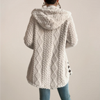 Women’s Longline Textured Hooded Cardigan | Open-Front