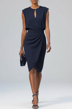 Women's Short Sleeves Ruched Dress | Midi