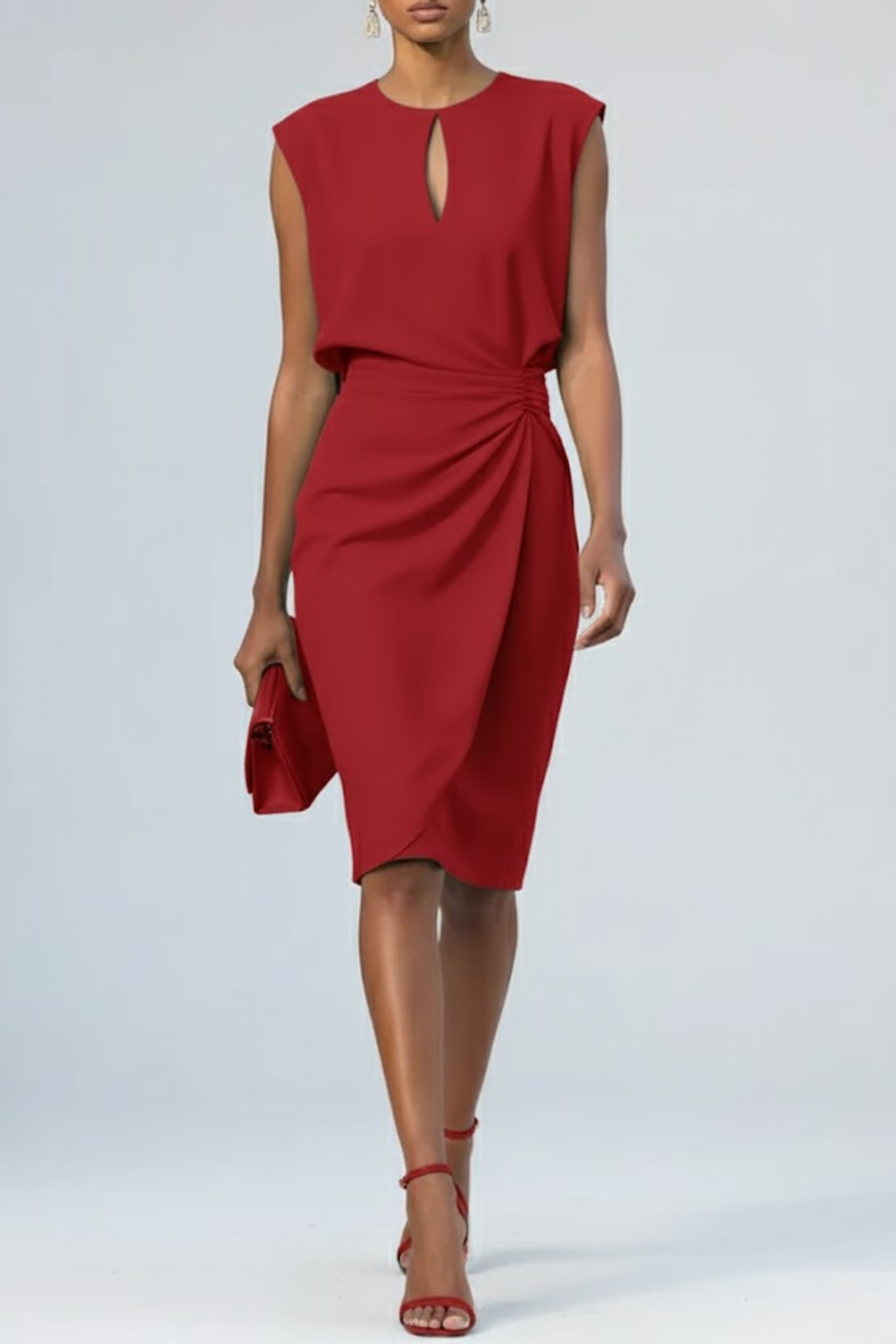 Women's Short Sleeves Ruched Dress | Midi