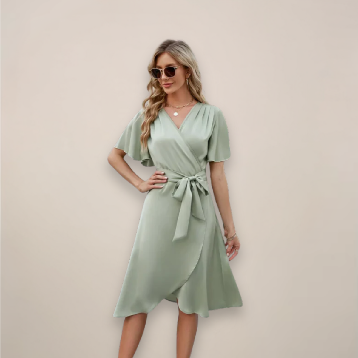Women’s Elegant Cocktail Wrap Dress | Midi