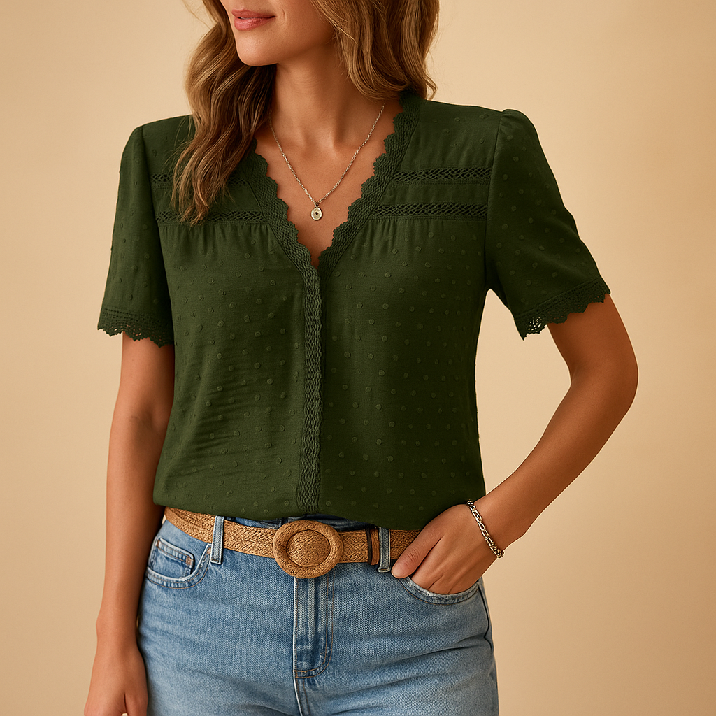 Women's V-Neck Stylish Blouse | Short Sleeves