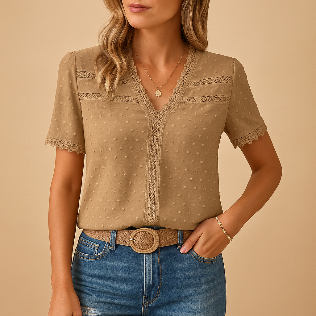 Women's V-Neck Stylish Blouse | Short Sleeves