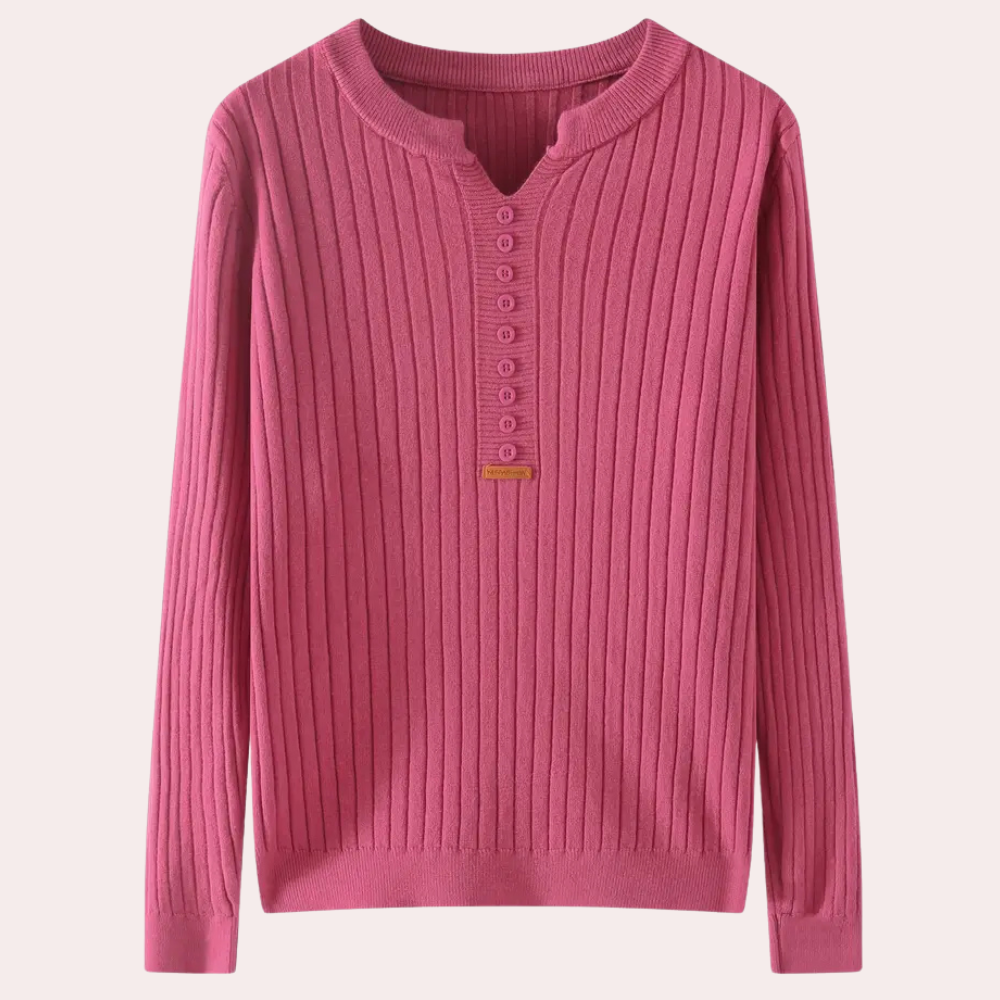 Women’s Casual Ribbed Knit Sweater | Button Placket