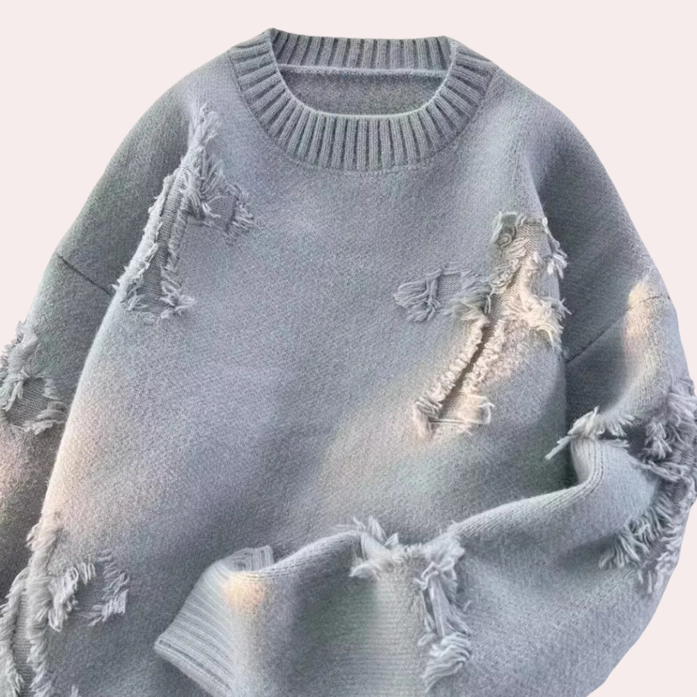 Men’s Ripped Long-Sleeve Sweater | Knit