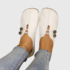 Women's Casual Wide Toe Decorative Button Detail Flat Loafers |  Slip-On