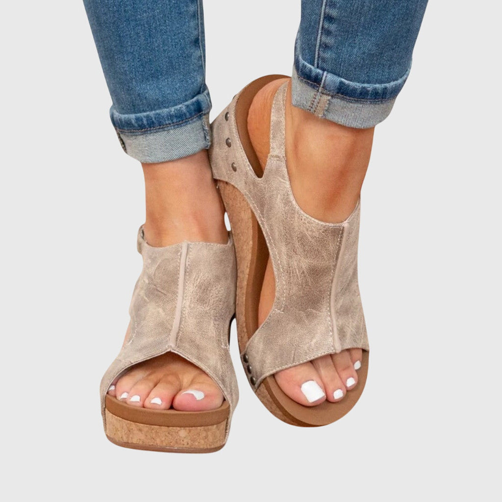 Women's Peep Toe Ankle Strap Sandals | Wedge