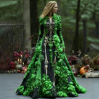 Women's Halloween Floral Long Sleeve Maxi Dress | Party