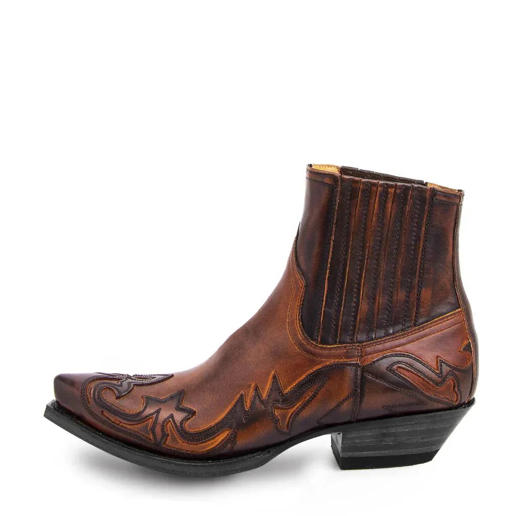 Men's Embroidered Cowboy Ankle Boots | Pointed Toe