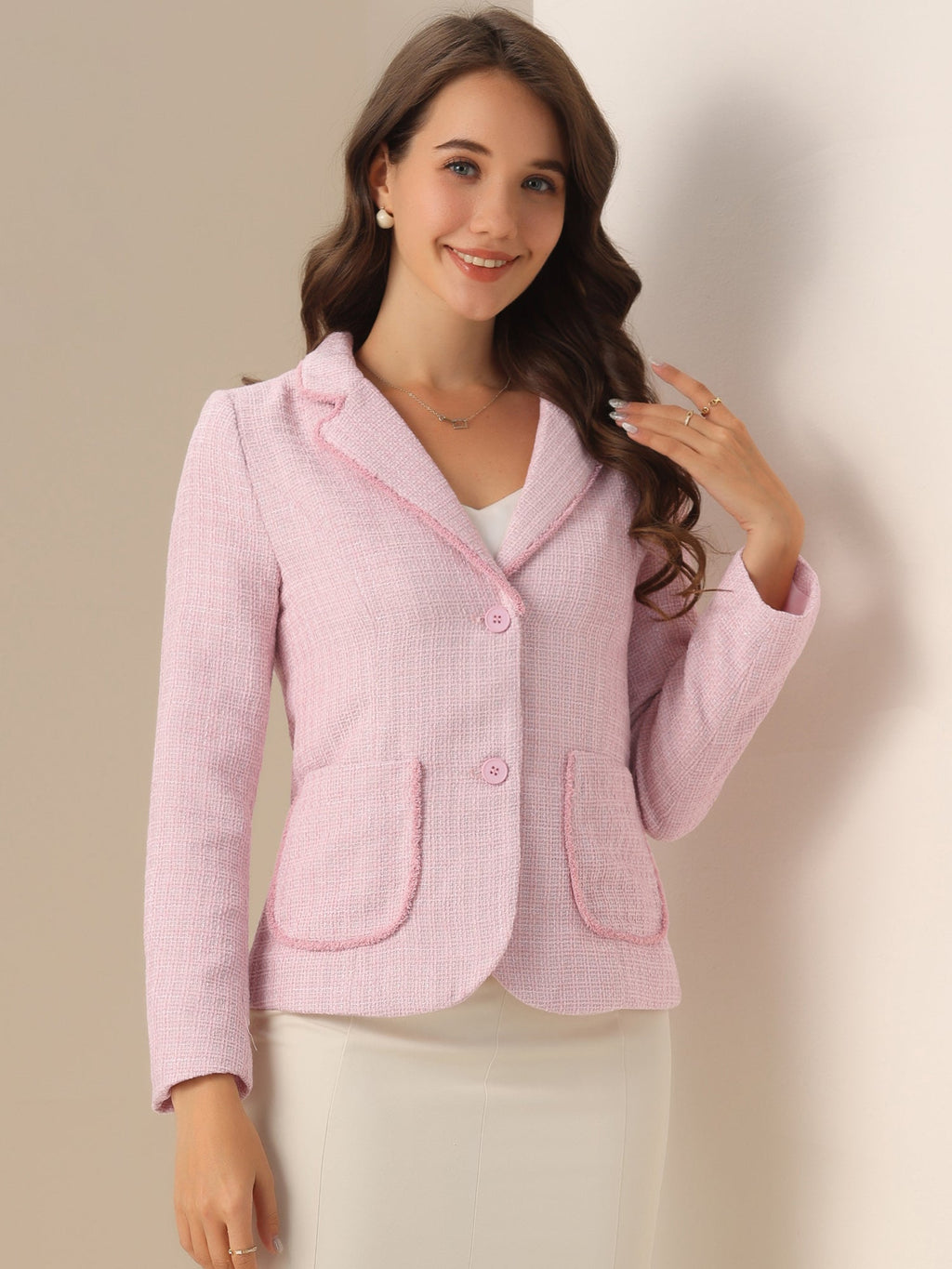Women's Long Sleeve Button Blazer | Pockets