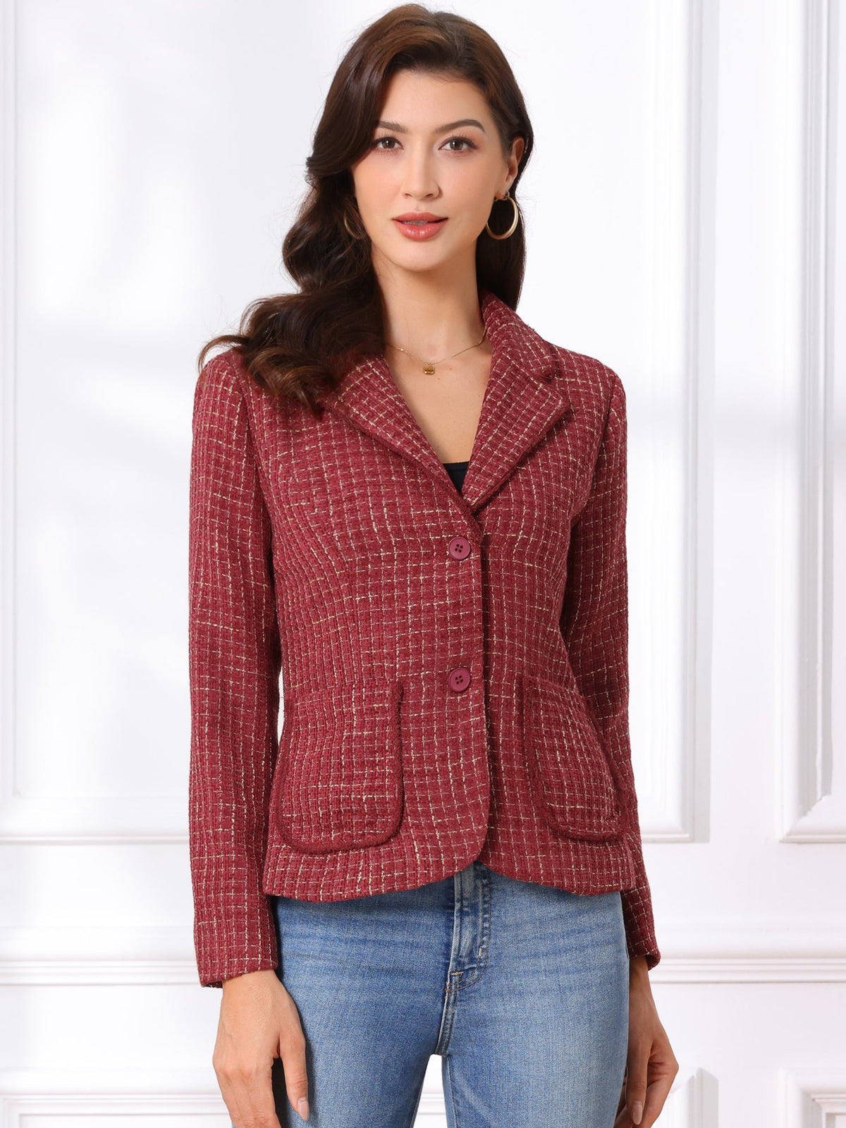 Women's Long Sleeve Button Blazer | Pockets