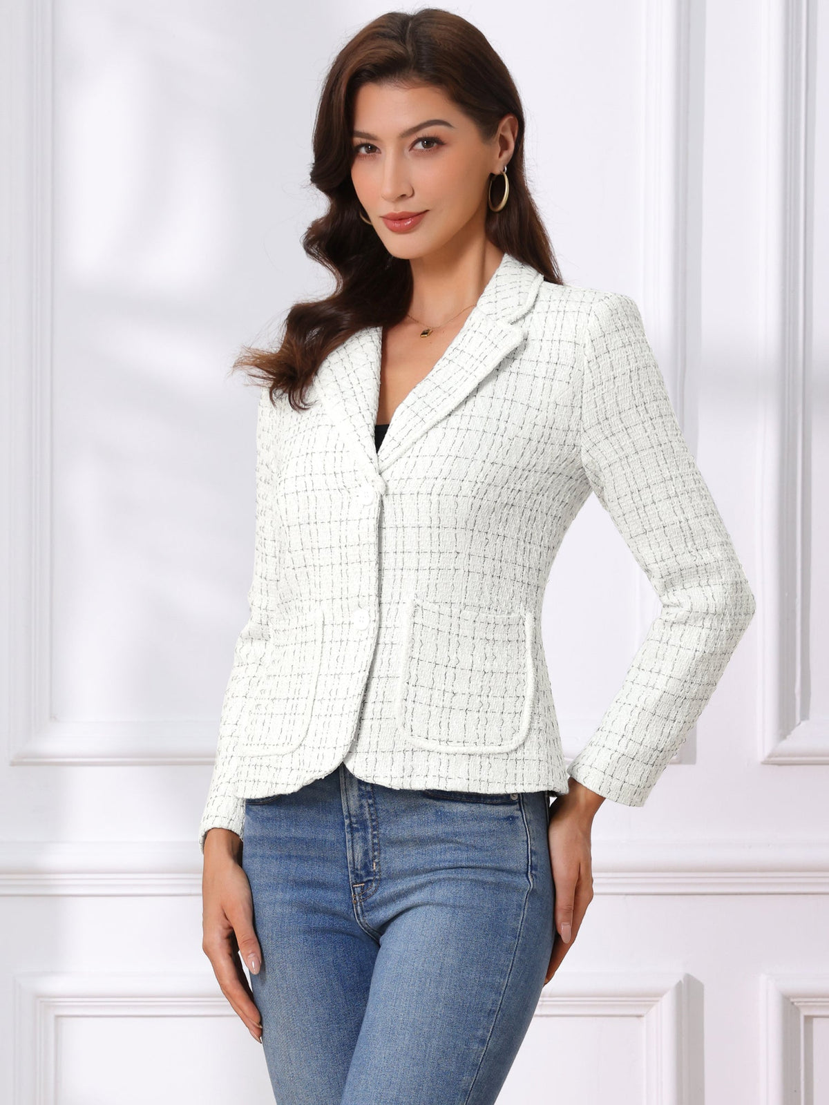 Women's Long Sleeve Button Blazer | Pockets