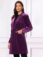 Women's Double Breasted Pockets Winter Coat | Long