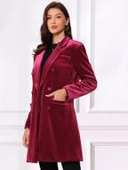 Women's Double Breasted Pockets Winter Coat | Long