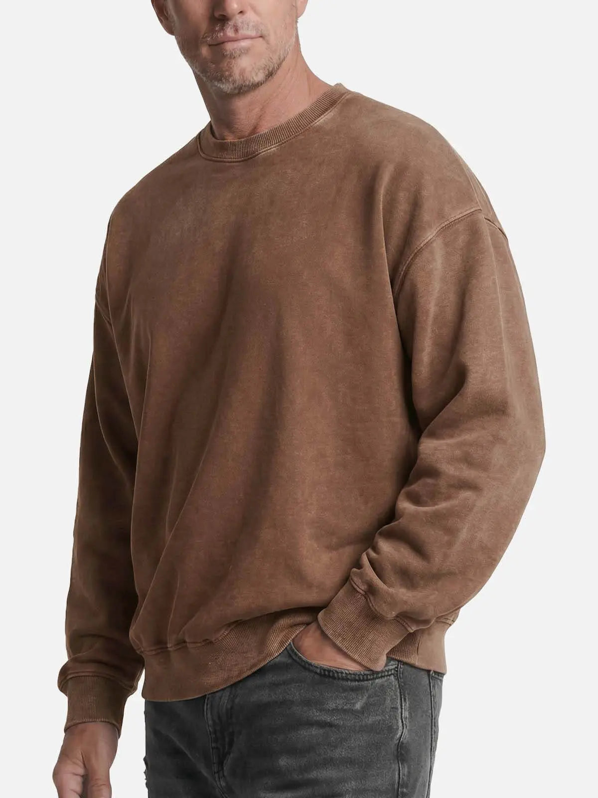 Men's Oversized Winter Washed Sweater | Crew Neck