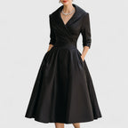 Women's Elegant Formal Wrap Style Flared Evening Dress | Midi