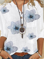 Women's Floral Print Shirt | 3/4 Sleeves