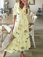 Women's Bohemian Ruffled Printed Dress | Maxi
