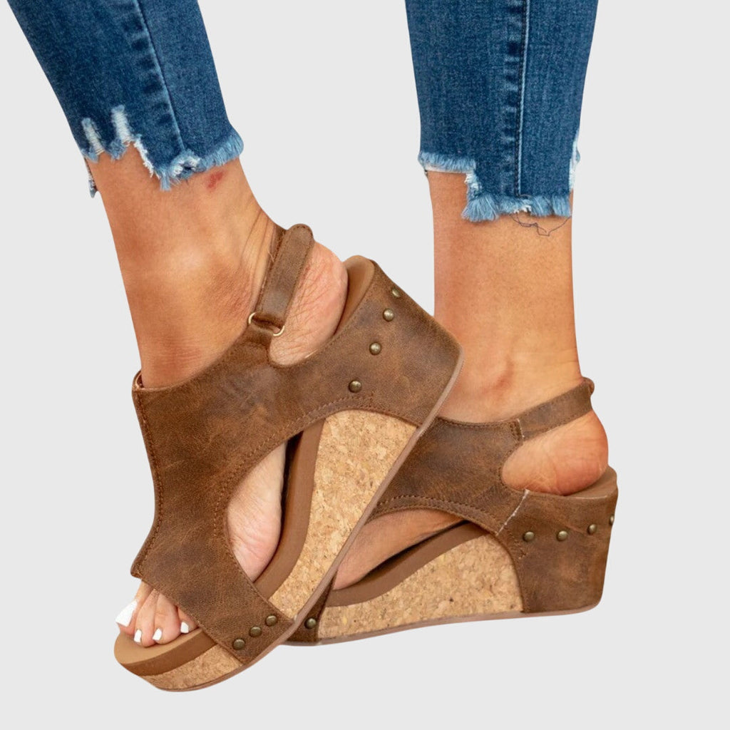 Women's Peep Toe Ankle Strap Sandals | Wedge