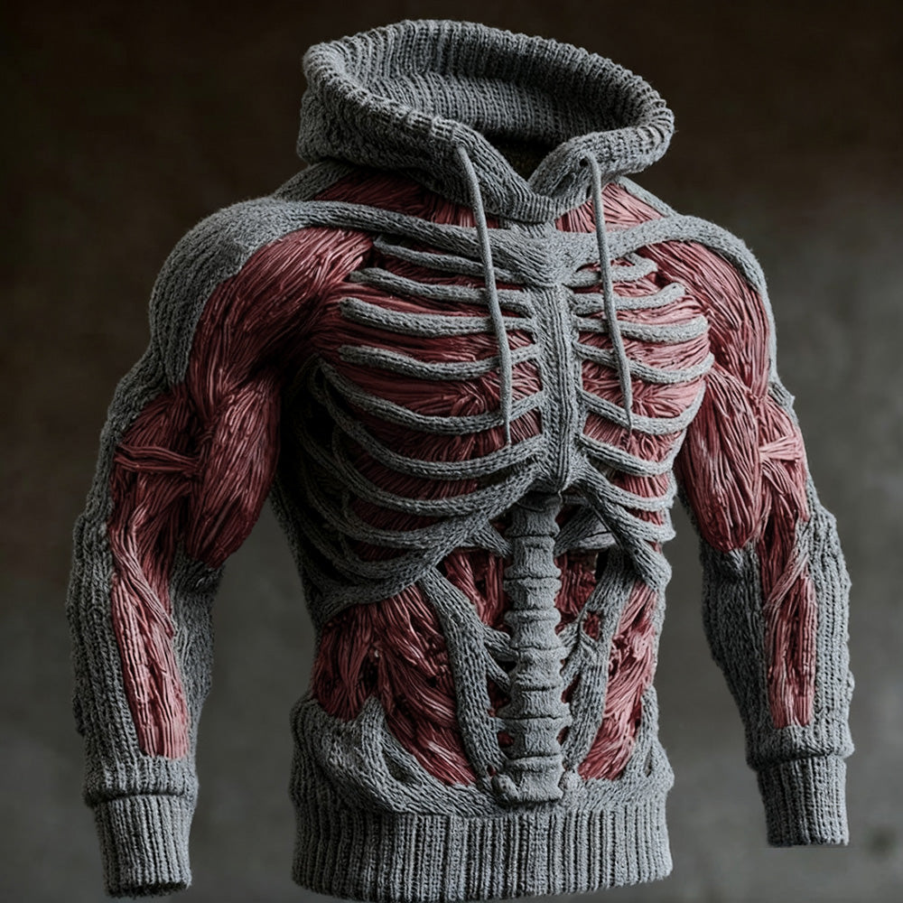 Men's Skeleton Knitted Winter Hoodie | Halloween
