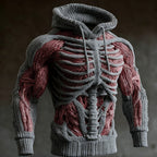 Men's Skeleton Knitted Winter Hoodie | Halloween