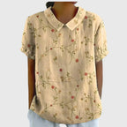 Women's Vintage Floral Peter Pan Collared Blouse | Short Sleeves