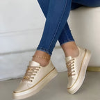 Women’s Casual Lace Up Low Top Sneakers | Flat