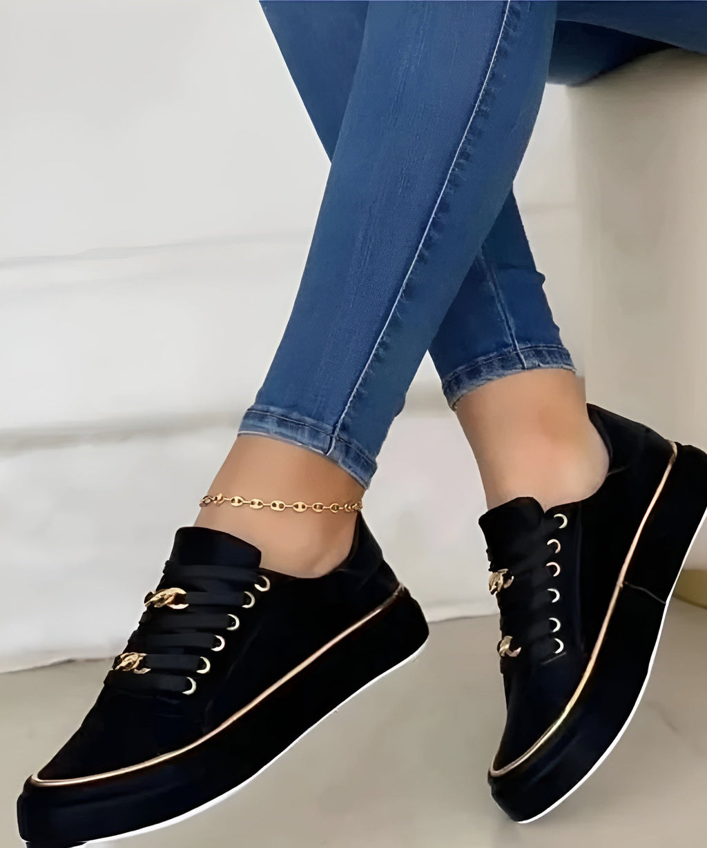 Women’s Casual Lace Up Low Top Sneakers | Flat