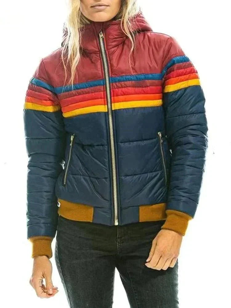 Women's Winter Puffer Jacket | Striped