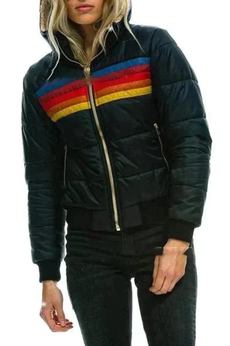 Women's Winter Puffer Jacket | Striped