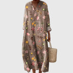 Women's Boho Summer Loose Fit V-Neck Dress | Midi