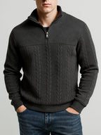 Men's Winter Long Sleeve Knit Sweater | Quarter Zip