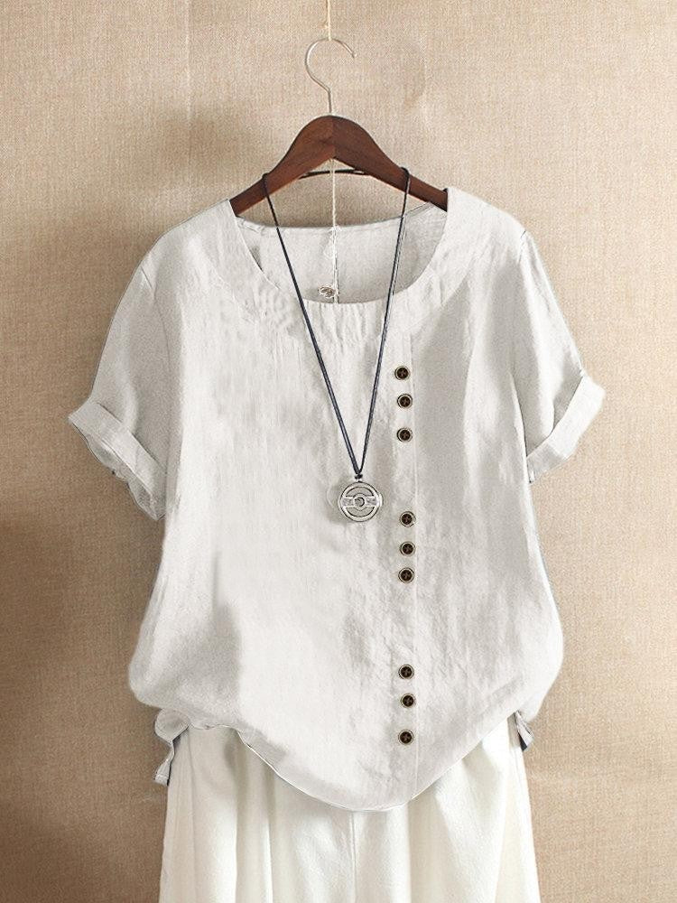 Women's Casual Round Neck Blouse | Short Sleeves