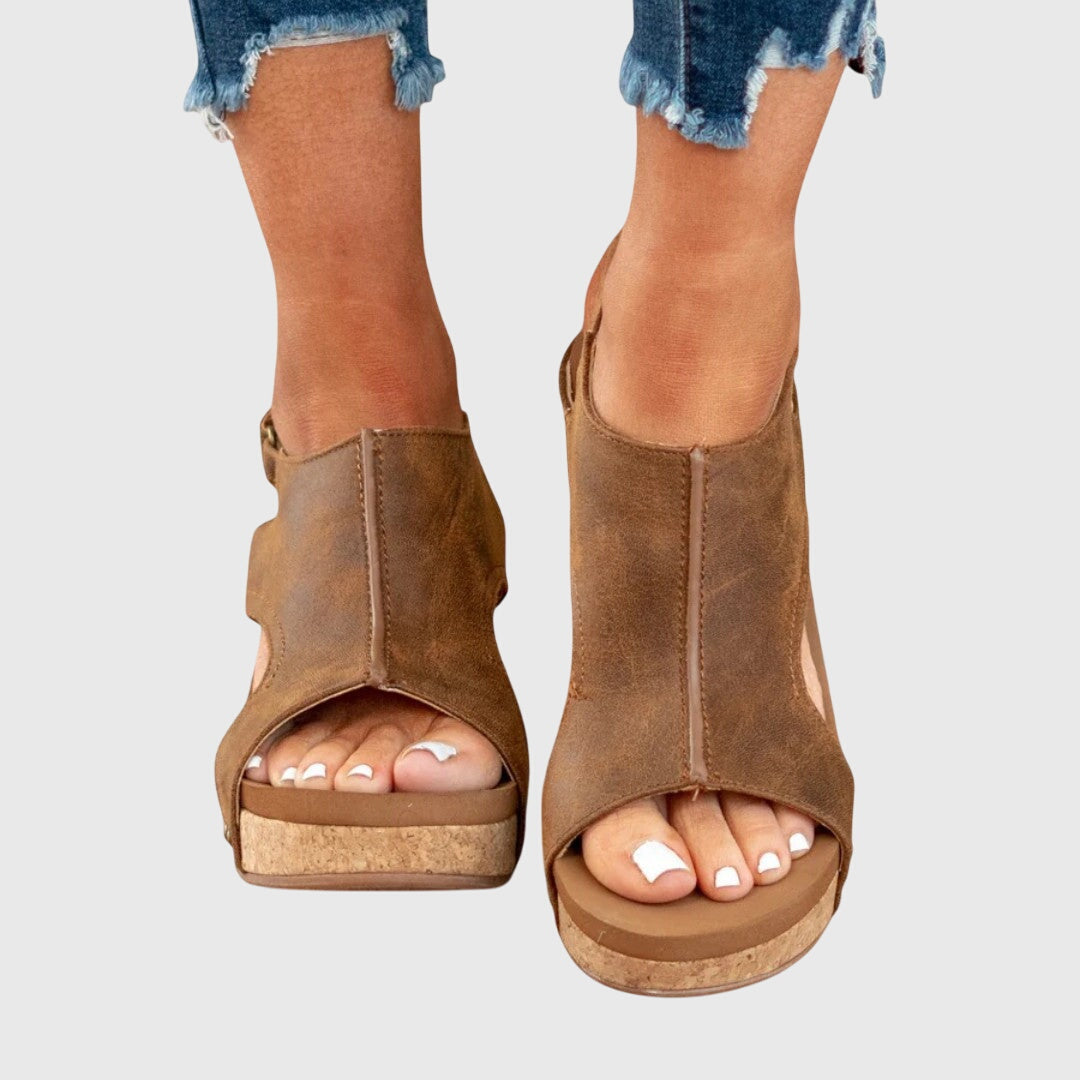 Women's Peep Toe Ankle Strap Sandals | Wedge
