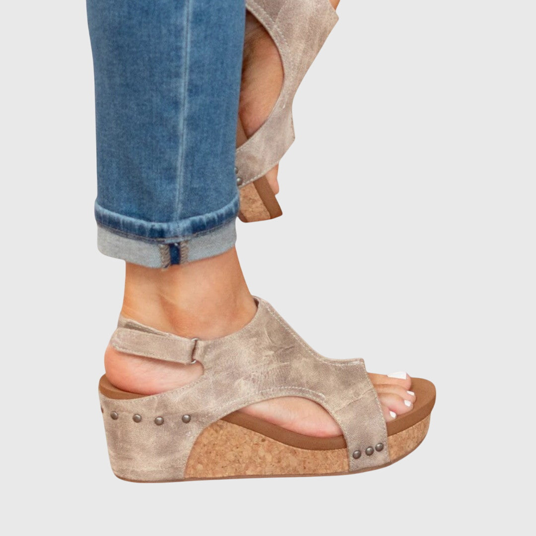 Women's Peep Toe Ankle Strap Sandals | Wedge