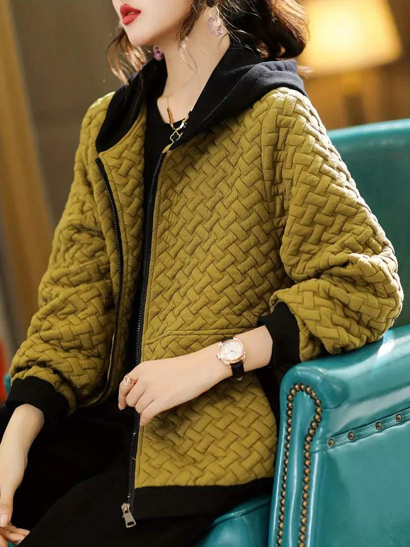 Women's Quilted Zip Up Winter Jacket | Hooded