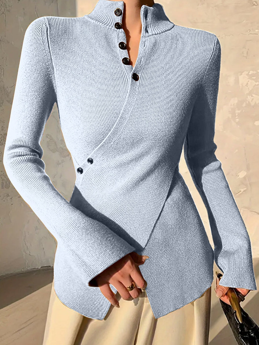 Women's Long Sleeve Knit Sweater | Wrap