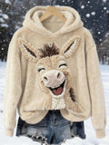Women's Winter Graphic Beige Hoodie | Long Sleeve