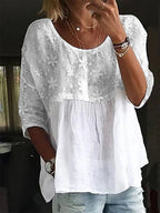 Women's Floral Loose-Fit Blouse | 3/4 Sleeve