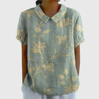 Women's Vintage Floral Peter Pan Collared Blouse | Short Sleeves