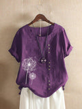 Women's Printed Round Neck Blouse | Short Sleeve