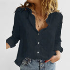 Women's Summer Relaxed Fit Button Down Shirt | Long Sleeves