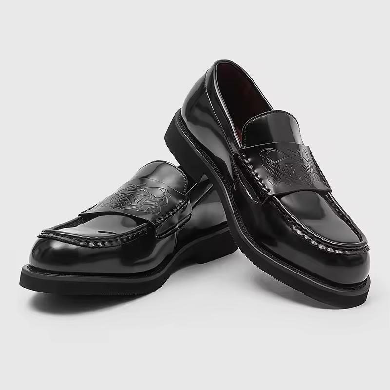 Men's Chunky Sole Embossed Strap Loafers | Slip-On