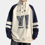 Men’s Oversized High-Neck Button Sweatshirt | Graphic Front